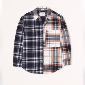 NWT Abercrombie & Fitch Oversized Colorblock Flannel Shirt